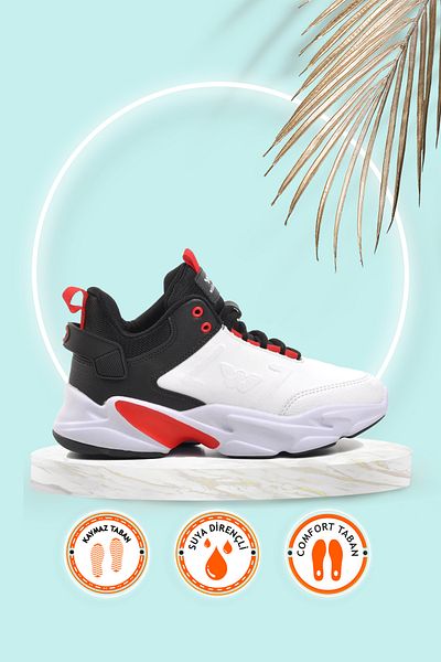 WALKWAY Pantofi de baschet unisex cu șireturi albi Slam Dunk