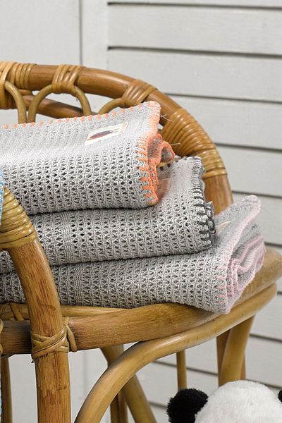Salvia Dione 4 Seasons 100% Cotton Baby Blanket - Grey-Blue Knitted Cotton Children's Blanket