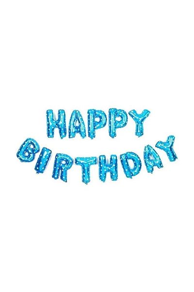 BEST PARTİ DOĞUM GÜNÜ PARTİ SÜSLERİ Happy Birthday and Number Blue Foil Balloon Set - Age 3