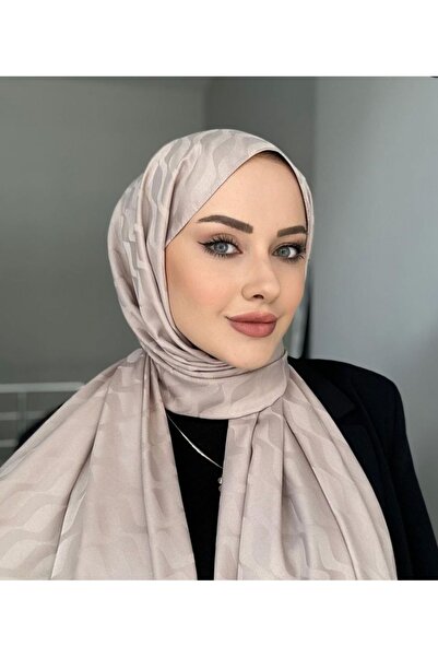 Aknur Moda Su Yolu Desen Ipeksi Jakarli Şal Taş Rengi