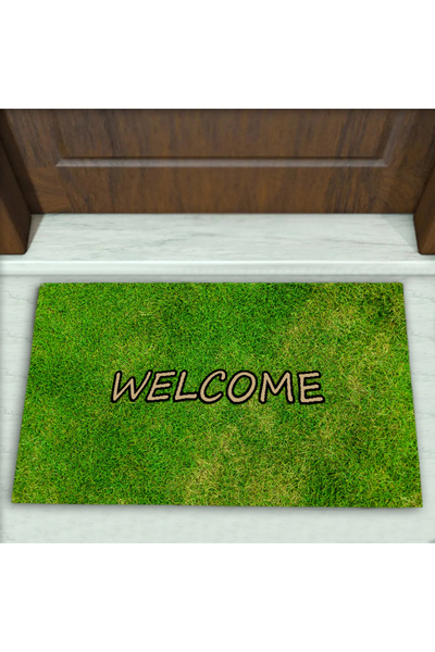 Colorix Carpet Çimen Desenli Dekoratif Kapı Önü Paspası No: 1030