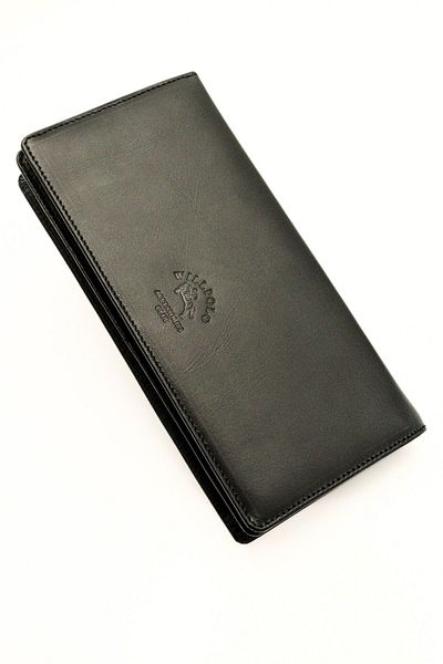 willpolo Black Genuine Leather - Magnetic Portfolio Wallet, Phone Compartment, Long Wallet Wp795