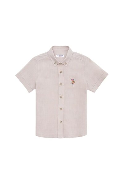 U.S. Polo Assn. Cămașă pentru băiat - aspect in, 100% bumbac, mânecă scurtă, bleumarin alb albastru deschis culoare piatră, 3-13 ani