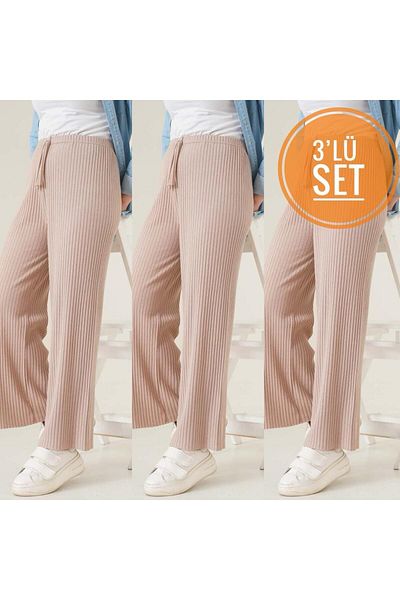 Karteks Pantaloni și pantaloni de trening cu nervuri pentru femei, 3 piese, pijamale casual confortabile pentru acasă