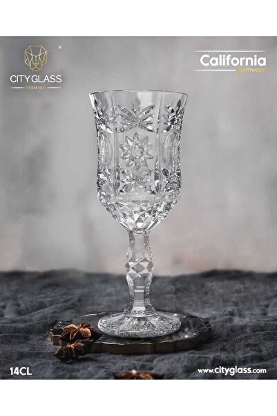 DİBA AVM Glass 6 Pieces Coffee Side Water Glass with Feet california 210 ml 6 pieces