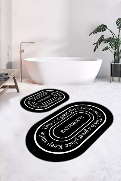 CP Rug Decorative Kaymaz Tabanlı Yıkanabilir Set 60x100 50x60 Banyo Halısı Ba...