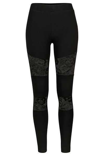 Urban Classics Damen Leggings mit Spitzeneinsatz