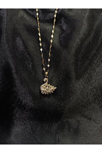 DNA Takı Zarif Zirkon Taşlı Kuğulu Paslanmaz Çelik Kolye