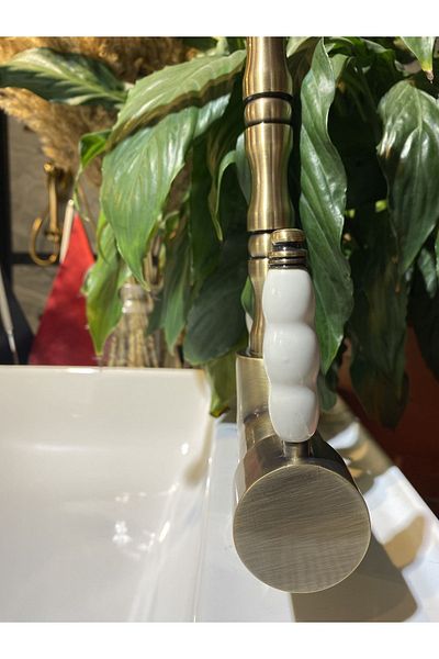 İSAOĞLU YAPI Matte Gold Purifier Kitchen Faucet Matte Antique Gold Purifier Faucet Zen Design Fixture