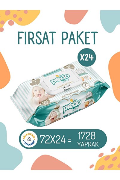 PredoBaby Ultra Soft Islak Havlu Mendil 1728 Yaprak (72X24)
