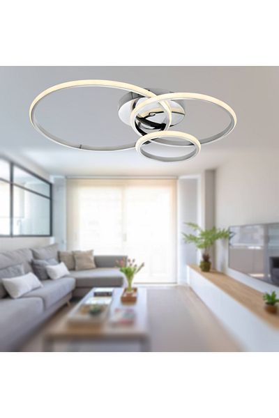 TT AYDINLATMA TT323-KR LED Chandelier - Lighting 3 Rings, Chrome Plated Plophonier (Daylight)