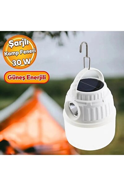 AGUILAS Kamp Lambası Solar Şarjlı El Feneri USB Type-C Şarj Çıkışlı Power Ban...