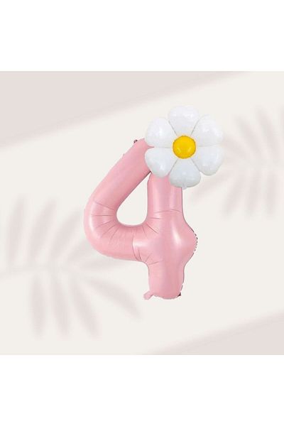 Konsept Sepeti Pink and Daisy Balloon Party Set for 4 Year Old Birthday