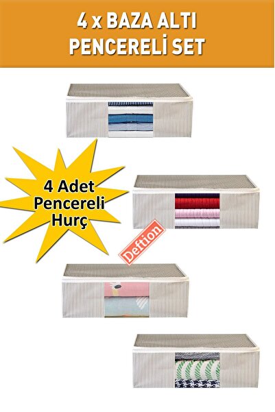 Deftion مجموعة أدوات تخزين تحت القاعدة كبيرة الحجم 64x22x45 مع 4 نوافذ