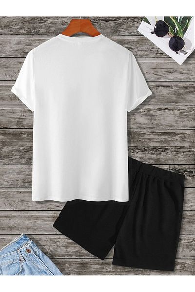 DAXİS Sportwear Company Bedrucktes Oberteil- und Unterteil-Set für Herren – Shorts und T-Shirt-Set