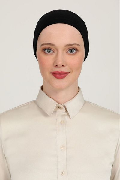 Melodi Scarf Women's Hijab Parisien Tulle Climafit Lycra Breathable Parisian Seamless Bonnet Black