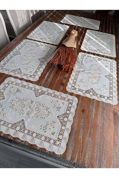 LİMAY 6' American Service - Lace Embroidery Look 1st Κατηγορία πλενόμενο PVC (30X45 CM)