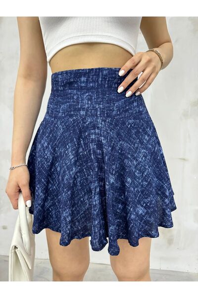 Cistern İstanbul Fusta de vară albastru denim de damă