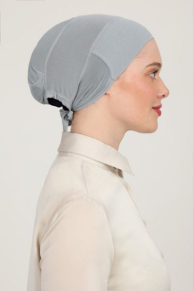 Melodi Scarf Γυναικείο Hijab Parisien Tulle Climafit Lycra Breathable Parisian χωρίς ραφή καπό γκρι