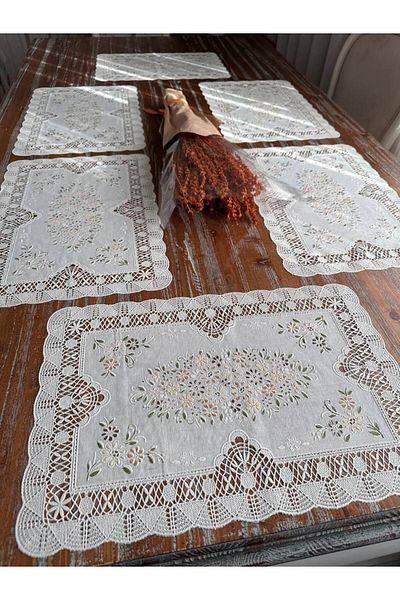 LİMAY 6' American Service - Lace Embroidery Look 1st Κατηγορία πλενόμενο PVC (30X45 CM)
