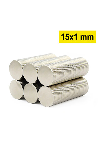 Dünya Magnet 50 Adet - Yuvarlak Neodyum Mıknatıs, 15x1 Mm, Güçlü Magnet, (ÇAP...