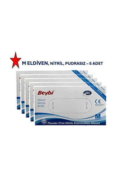 Beybi Eldiven - M Beden, Nitril, Pudrasız ( 5 Adet/pk )