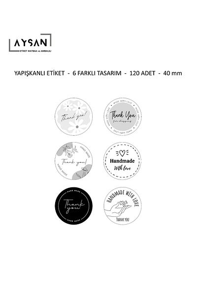 AYSAN ETİKET Aysan 6 Types Handmade Label - Thank You Label