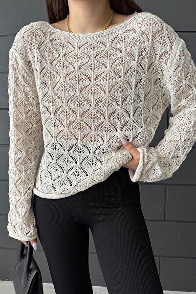 Cistern İstanbul Γυναικεία Κρεμ Πλεκτή Μπλούζα