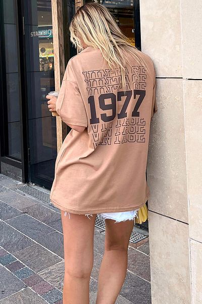 Swist Mink Vintage Back Printed Oversize Women's Tshirt