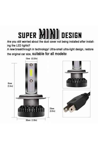 Xenon Mini Zenon H7 Led 2 Adet Şimşek Etkili Led Zenon 8000 Lümen 38 W Süper ...