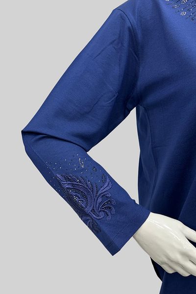 Moda Zeyn Bluză din bumbac pieptănat pentru femeie din țesătură de viscoză de calitate înaltă, cu piatră brodată