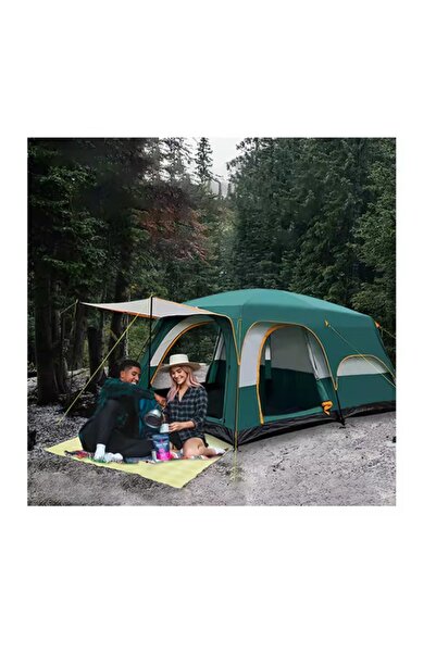Tisul 2+1 Odalı 9 Kişilik Kamp Çadırı 320x220x190cm Dayanıklı Piknik Çadır Ta...