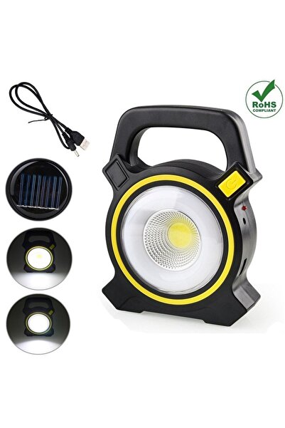 Reidan Ledli El Tipi Fener Işıldak Kamp Lambası Solar Panel Işıldak Şarjlı Gü...