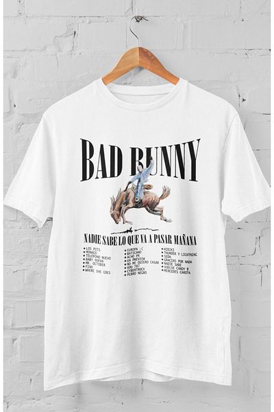 Fuddy Moda Μπλουζάκι με στάμπα Bad Bunny Unisex Oversize - Θέμα ραπ μουσικής