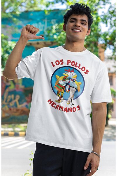 Fuddy Moda Μπλουζάκι Los Pollos Hermanos με στάμπα Unisex Oversize - Breaking Bad Printed