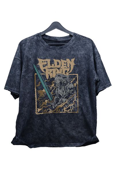 Fuddy Moda Tricou unisex imprimat cu inel de mână - Tricou retro lavabil oversize pentru jocuri video