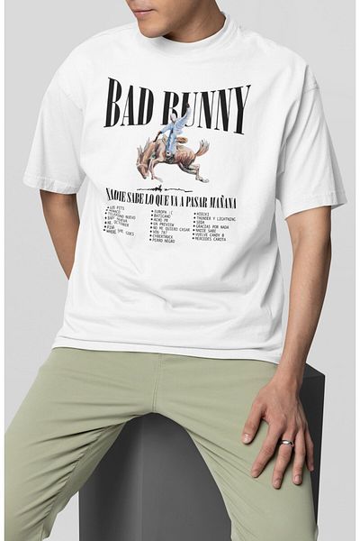 Fuddy Moda Μπλουζάκι με στάμπα Bad Bunny Unisex Oversize - Θέμα ραπ μουσικής