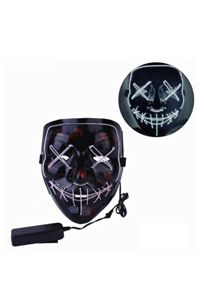 Genel Markalar Hallowen Led Işıklı Neon Maske 3 Modlu Parti Eğlence Maskesi