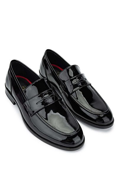 Tamer Tanca Genuine Leather Black Patent Leather Moccasin - Men's Shoes
