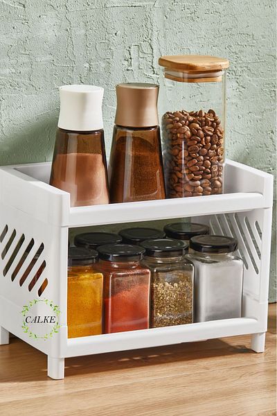 Calke Organizer Organizer Shelf 2 Tiers Versatile White