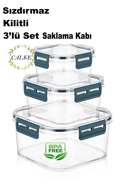 Calke Set of 3 Leak-Proof Storage Container with Lock Lid