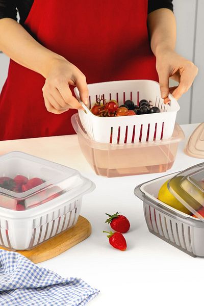 Calke Vegetable Fruit Olive Washing Storage Container with Strainer and Lid