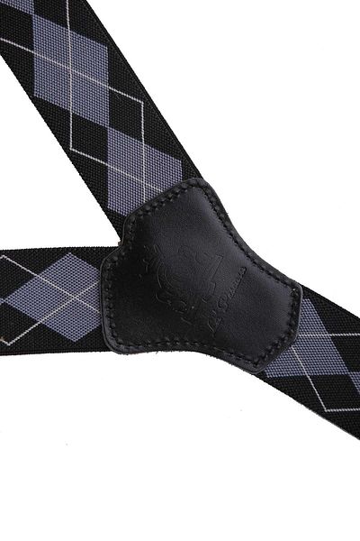 Kravatkolik Black Gray Jacquard Trouser Hanger - Connected Button Holes Pan192