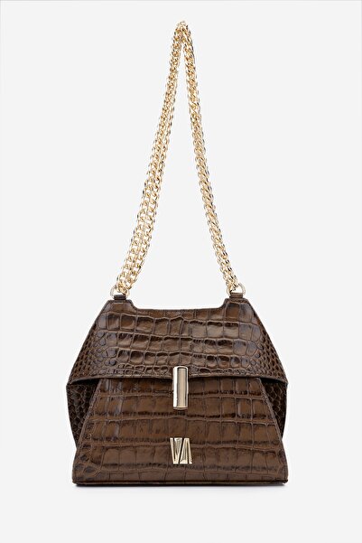 Valmenti حقيبة كتف سامسا نسائية من الجلد الطبيعي باللون البني