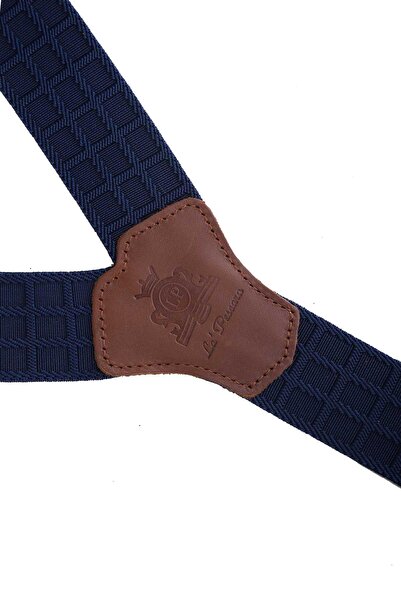 Kravatkolik Δερμάτινο λουράκι παντελονιού σε μπλε ναυτικό χρώμα - με τρύπες για κουμπιά, συνδεόμενο PAN174