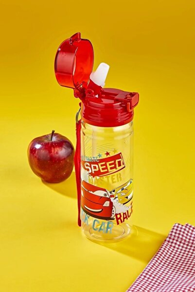 Calke Children's Water Bottle 500 ml with Straw Polycarbonate Bpa Free - Cars