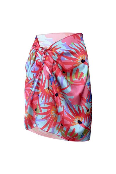 Bolder Sakura Pink Gerbera Flower Satin Sheer Pareo (147*55)