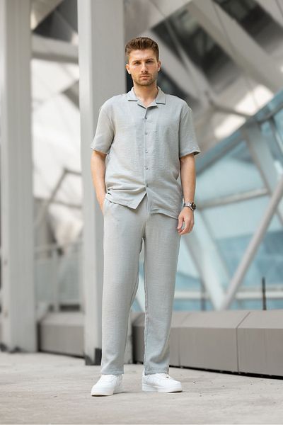 Decas Gray Gummy Regular Fit Shirt Set