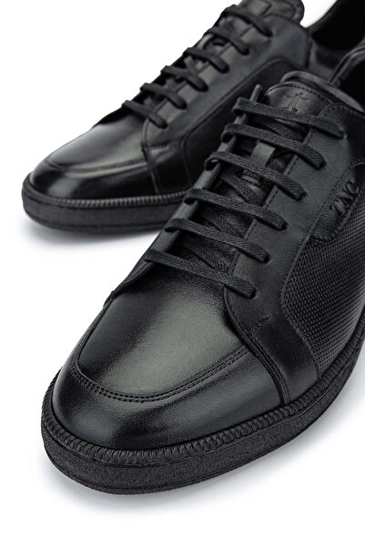 Tamer Tanca Erkek Hakiki Deri Siyah Casual Ayakkabı