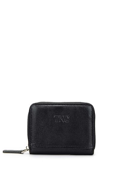 Tamer Tanca Μαύρη γνήσια δερμάτινη θήκη για κάρτες Unisex Caviar